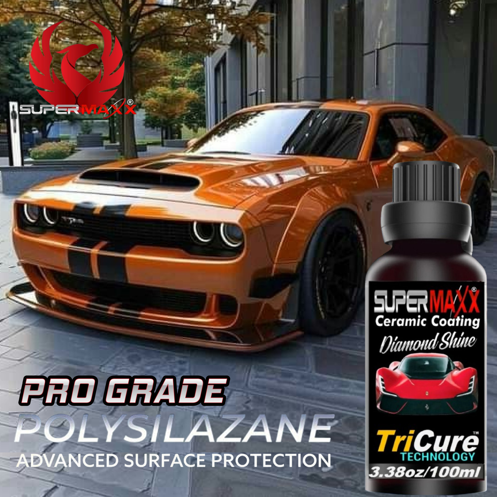 CERAMIC CAR COATING TRICURE’ TRIPLE STAGE CURE ‘PAINT PROTECTION” – 100ml ‘KIT’