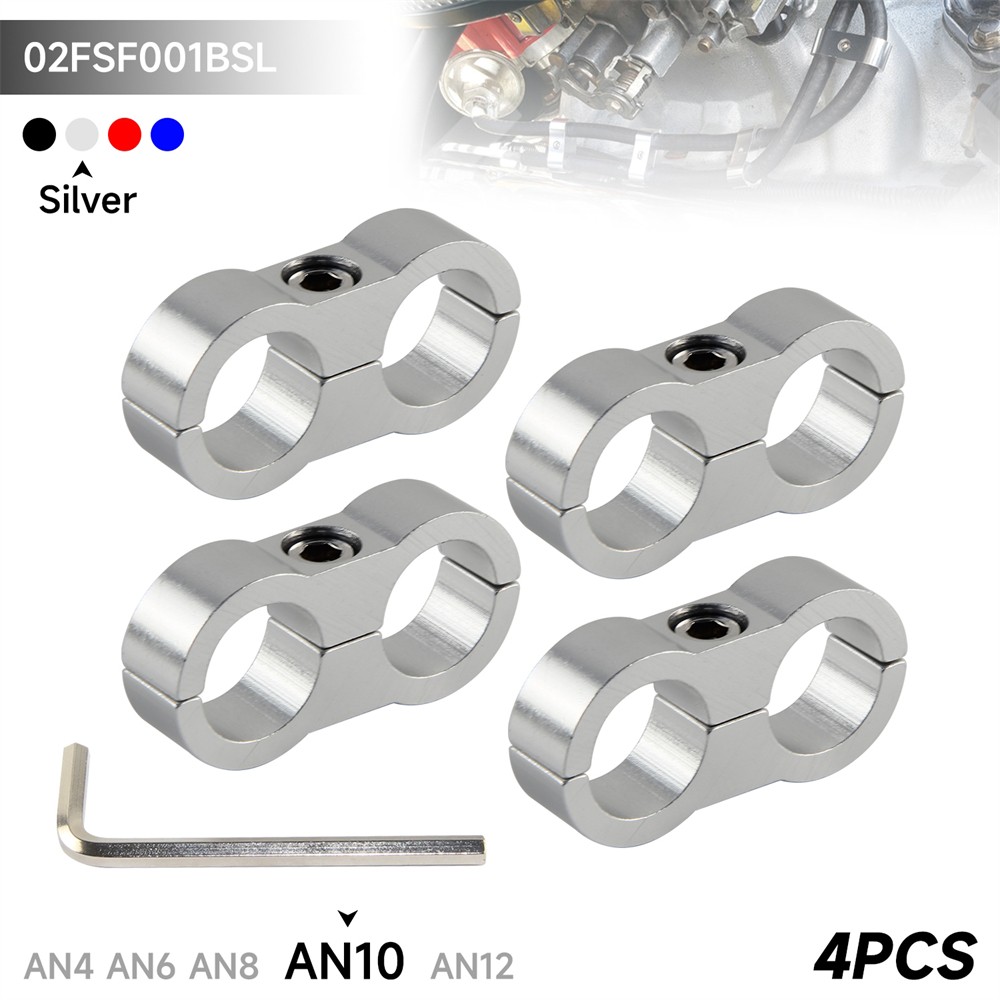 4pcs AN10 19MM 0.75” Braided Hose Separator Clamp Fitting Adapter Bracket SL
