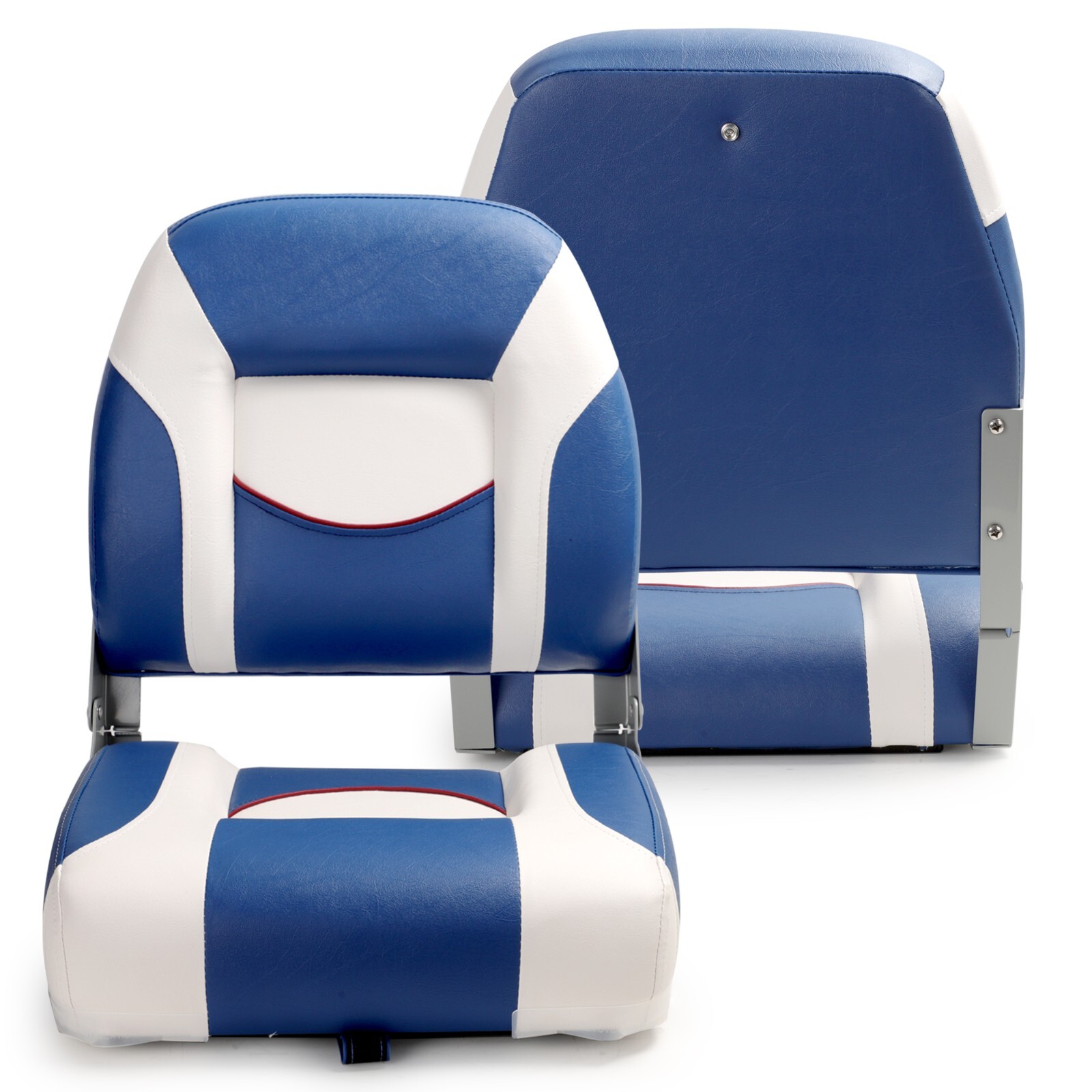 NORTHCAPTAIN Deluxe White/Pacific Blue Low Back Folding Boat Seat, 2 Seats