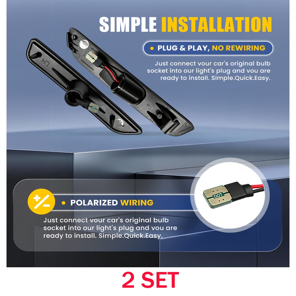 LED Side Marker Scanning White Lights 8PCS Fit For Ford Mustang 2010-2014 Smoked
