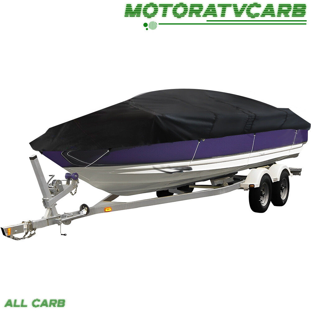 ALL-CARB 12ft 56inch Trailerable Boat Cover For Jon Boat Heavy Duty Black