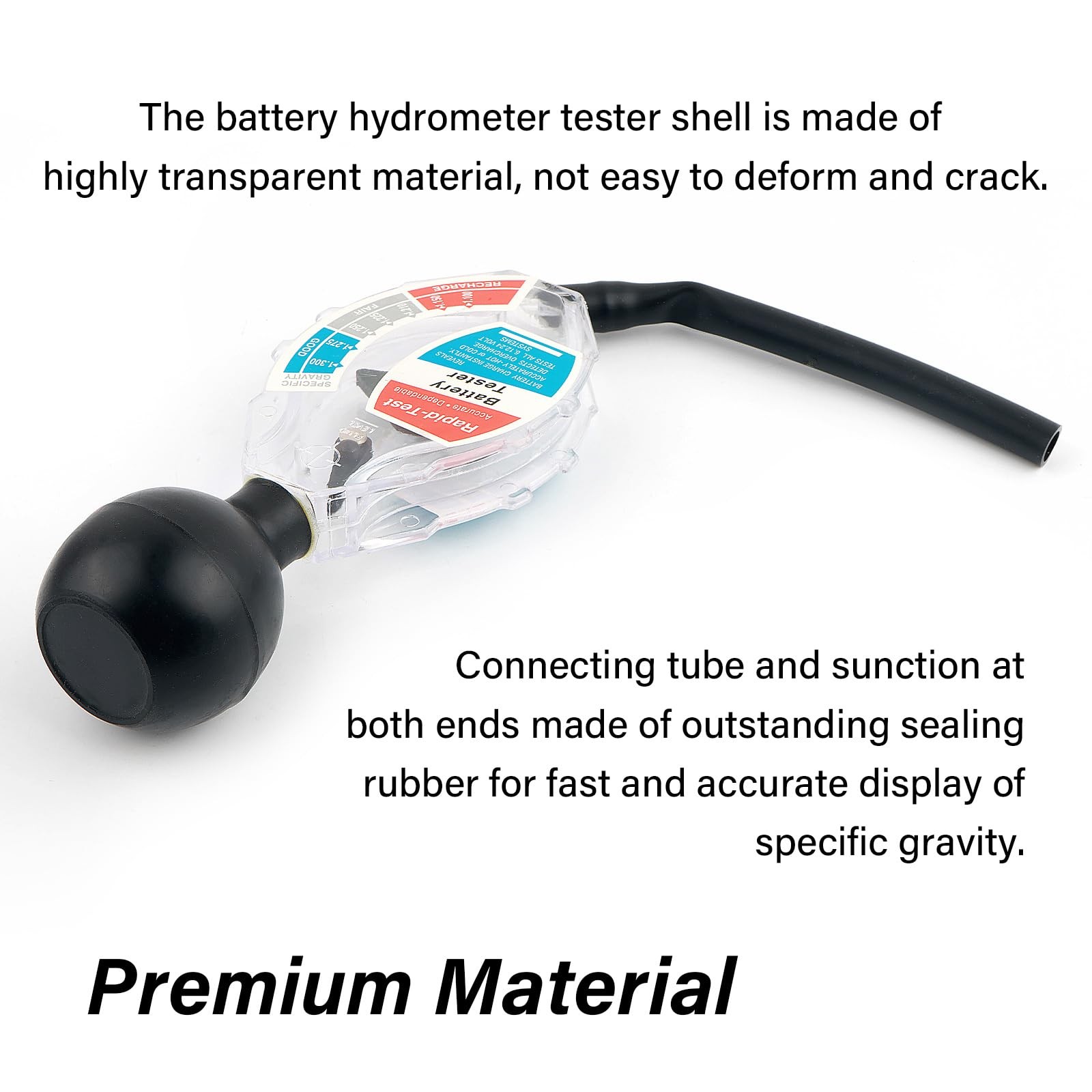 Car Battery Hydrometer & Acid 11.02 x 2.83 x 1.9 inches, Black