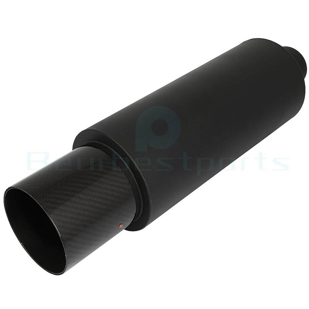 4″ N1 Carbon Tip Black Stainless Weld-On Exhaust Muffler 2.5″ Inlet Universal