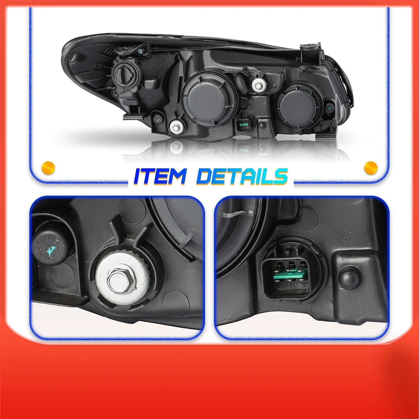 Pair Headlights For 2007 2008 2009 2010 Hyundai Elantra Chrome Housing W/BULBS