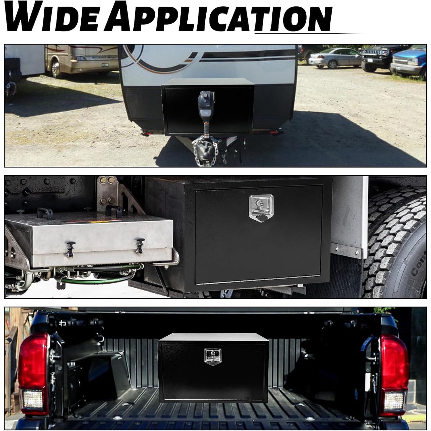 30 In. X 18 In. X 18 In. Black Iron Underbody Truck Storage Tool Box w/Lock