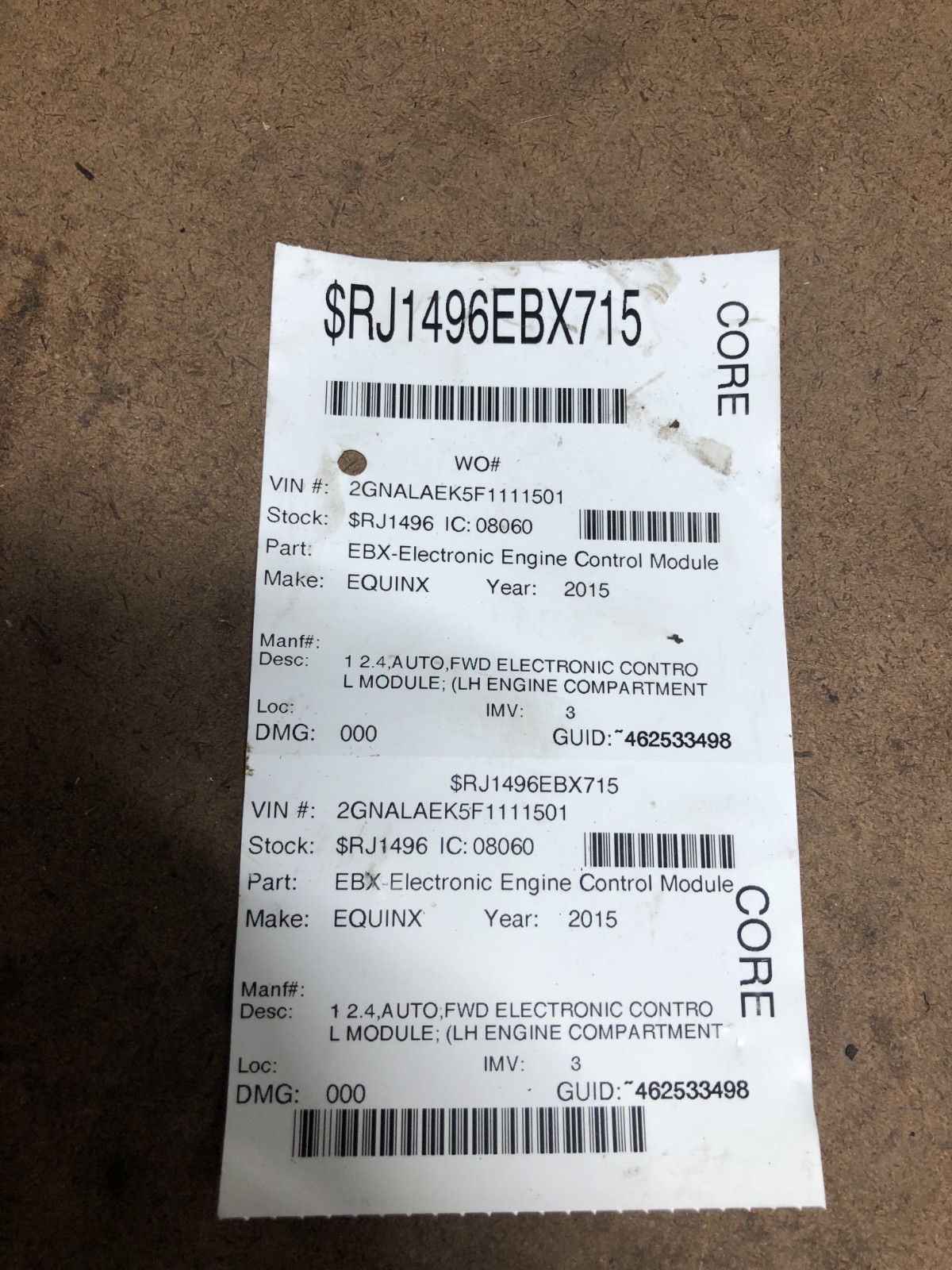 13-16 Chevrolet Equinox Engine Computer Control Module Ecm 12651807 E39A
