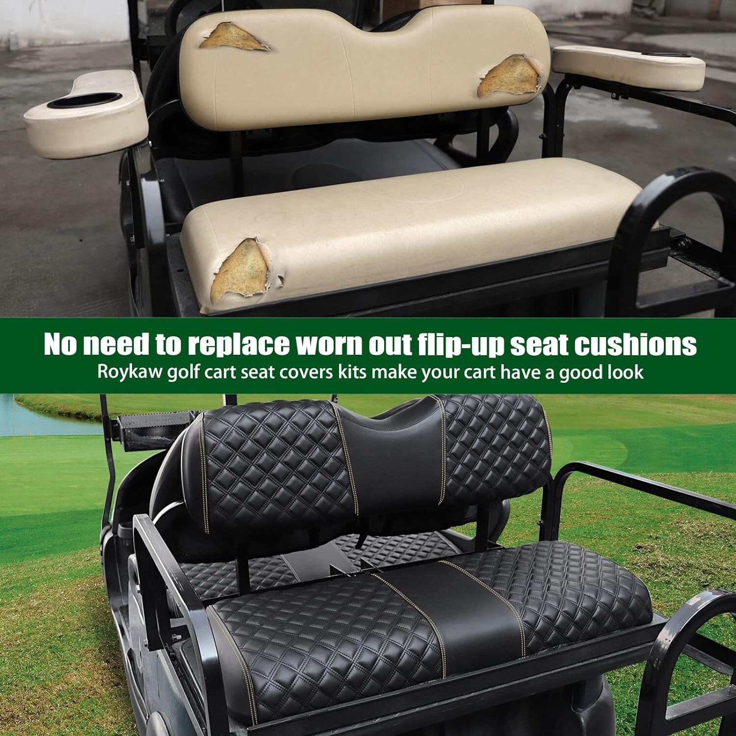 Golf Cart Rear Seat Covers Universal for EZGO Club Car – Roykaw Kit