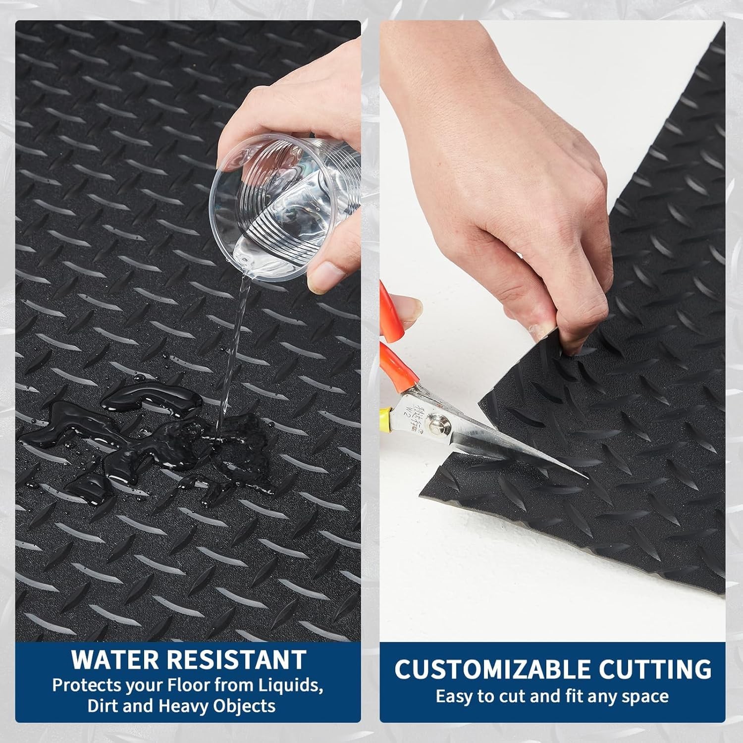 7.8 x 18 ft Garage Floor Mat, Flooring Roll Diamond Plate PVC Rubber Trailer Mat