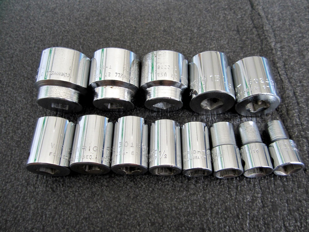 Vintage Wright Tools 3/8″ Drive 6pt SAE Socket Set 13pc Cornwell Made in USA