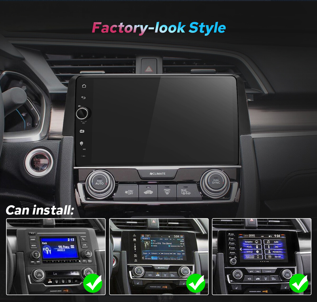 JOYING Octa-Core 9inch Android 13 Car Stereo for Honda Civic/SI/Type R 2016-2021