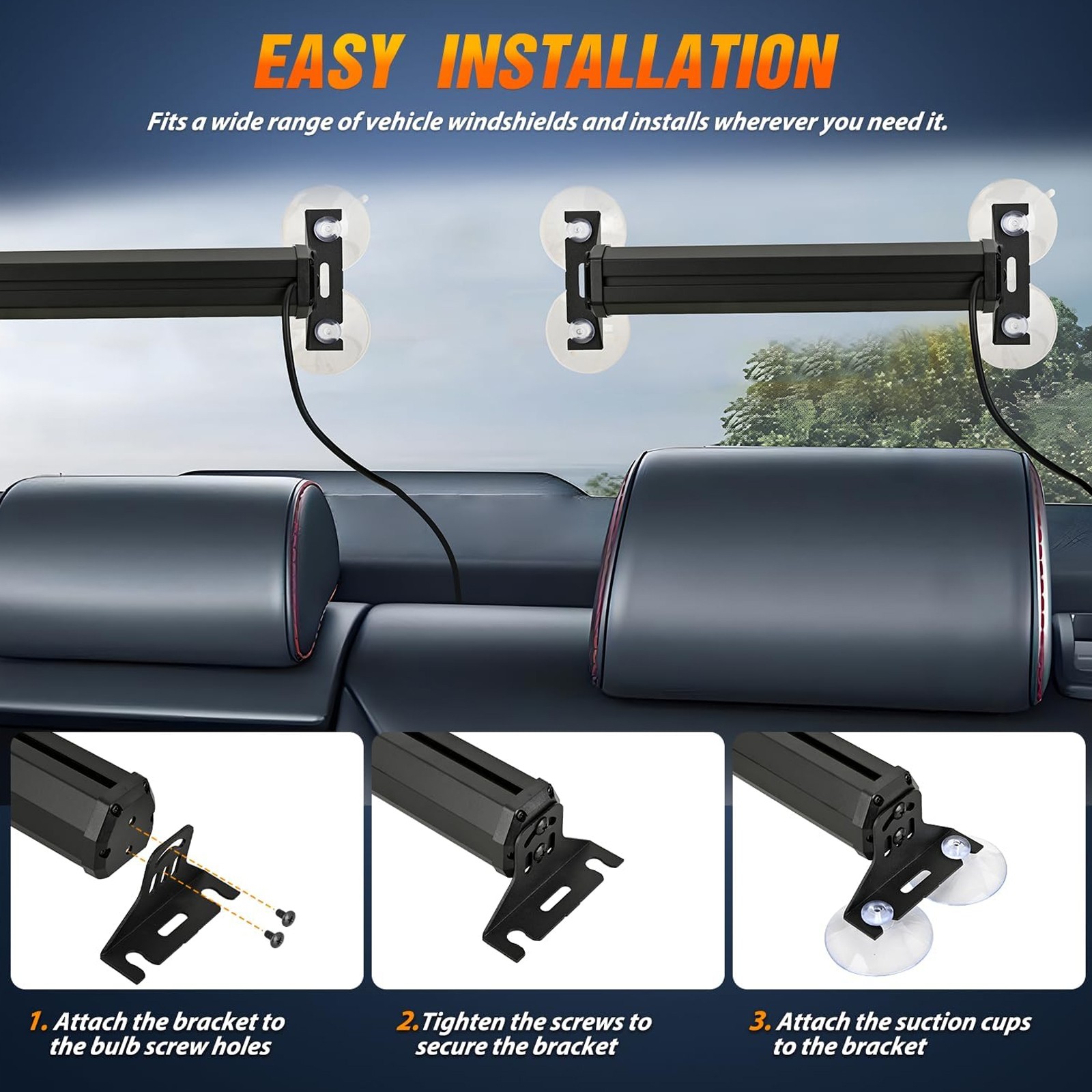 10.7″ 40 LED Strobe Light Bar Emergency Warning Interior Traffic Advisor Amber