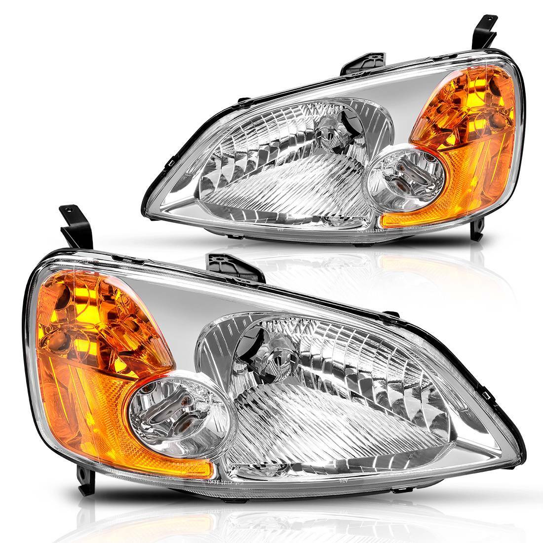 Headlights for 2001 2002 2003 Honda Civic 4-Door Sedan Headlamp Replacement Pair