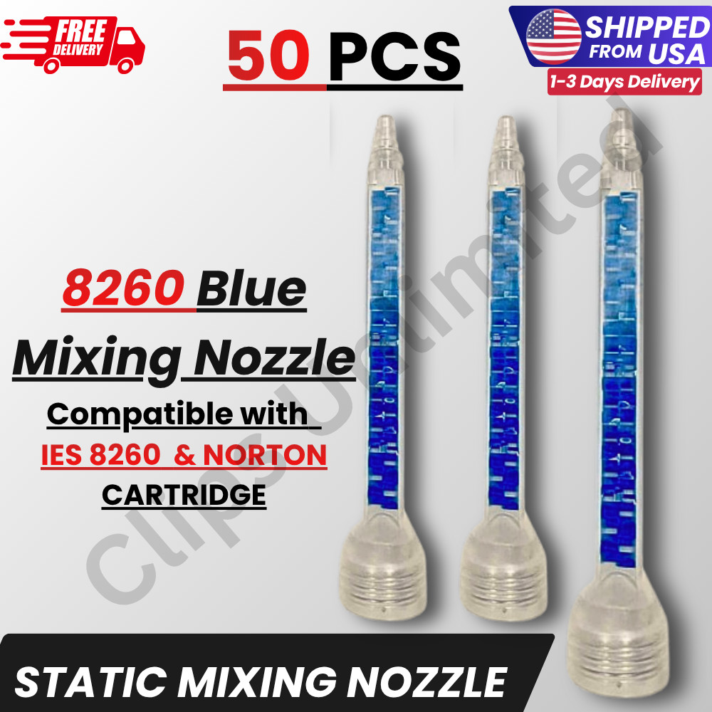 50x Mixing Nozzle Blue Cartridge Adhesive Tips Compatible with IES 8260 50-1KPCS