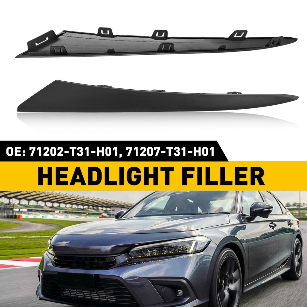 Eyelid Pair Headlight Molding Cover Trim Filler FIT 2022-2024 Honda Civic RH &LH