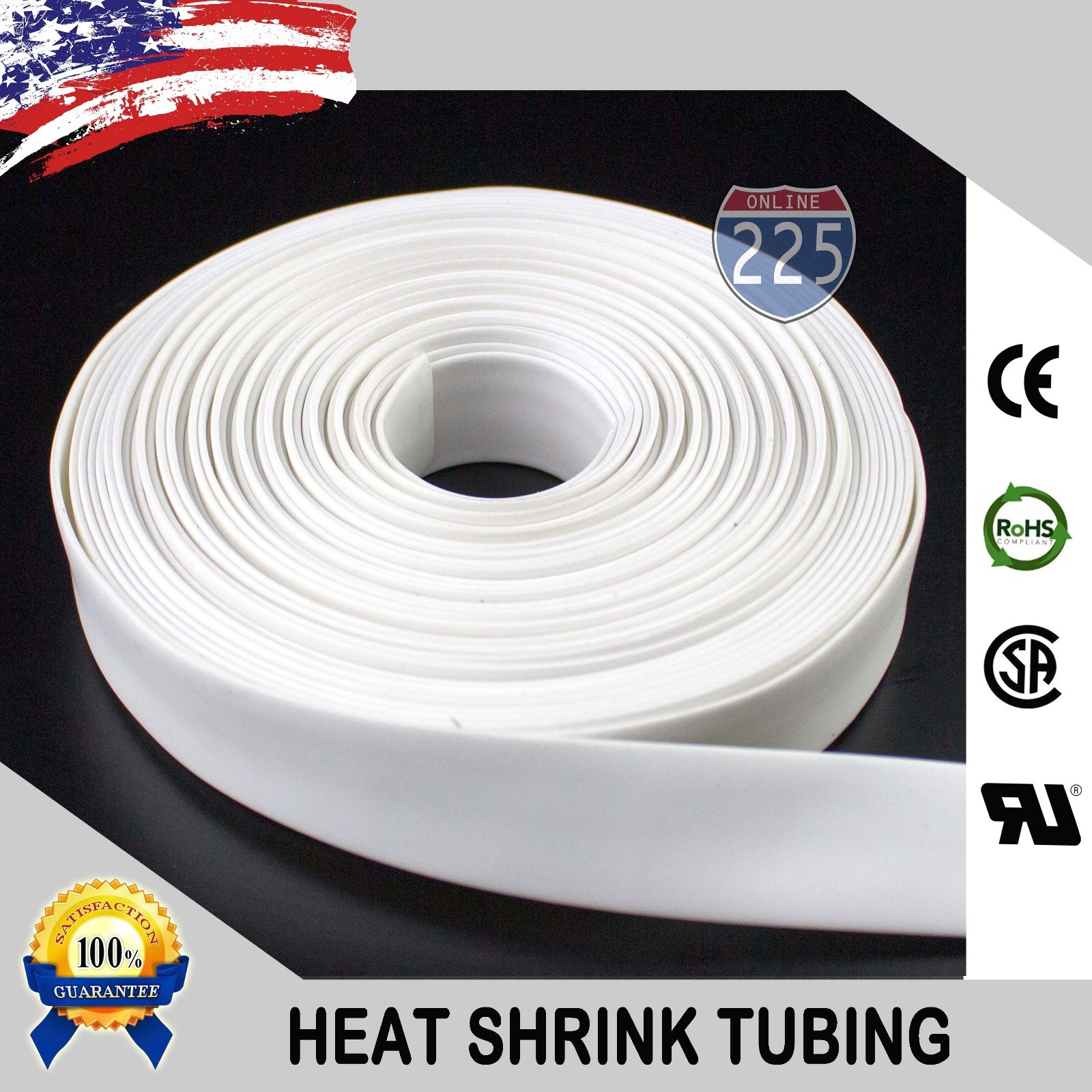 100 FT. 100′ Feet WHITE 1/4″ 6mm Polyolefin 2:1 Heat Shrink Tubing Tube Cable US