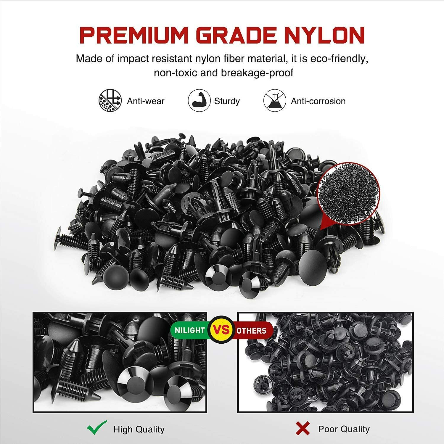 Nilight 240PCS Bumper Retainer Clips with Fastener Remover Car Rivets Fasteners