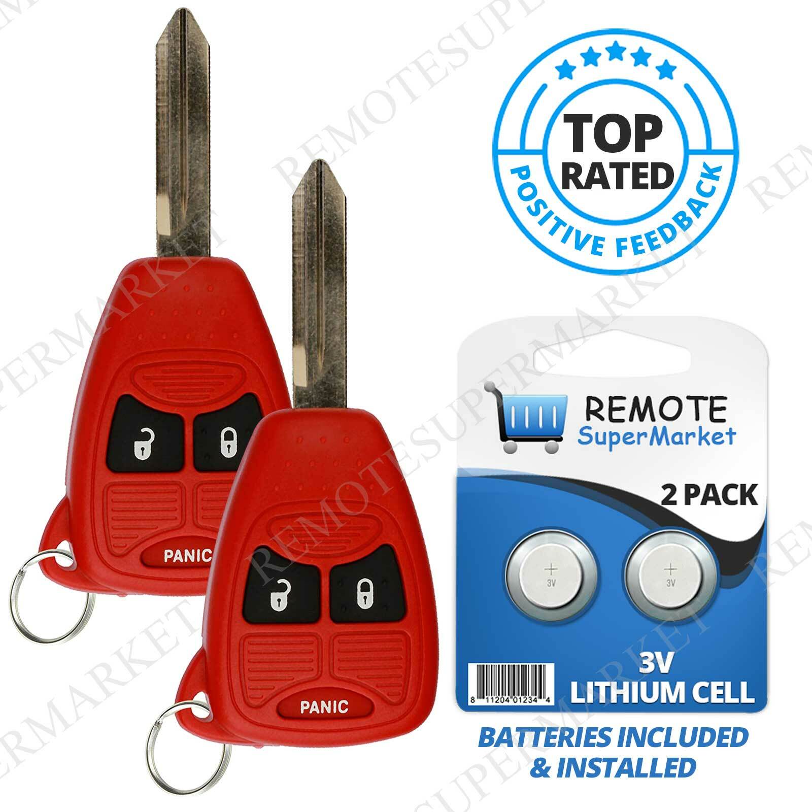 Replacement for Dodge 04-11 Dakota 04-13 Durango Remote Car Key Fob Pair Red