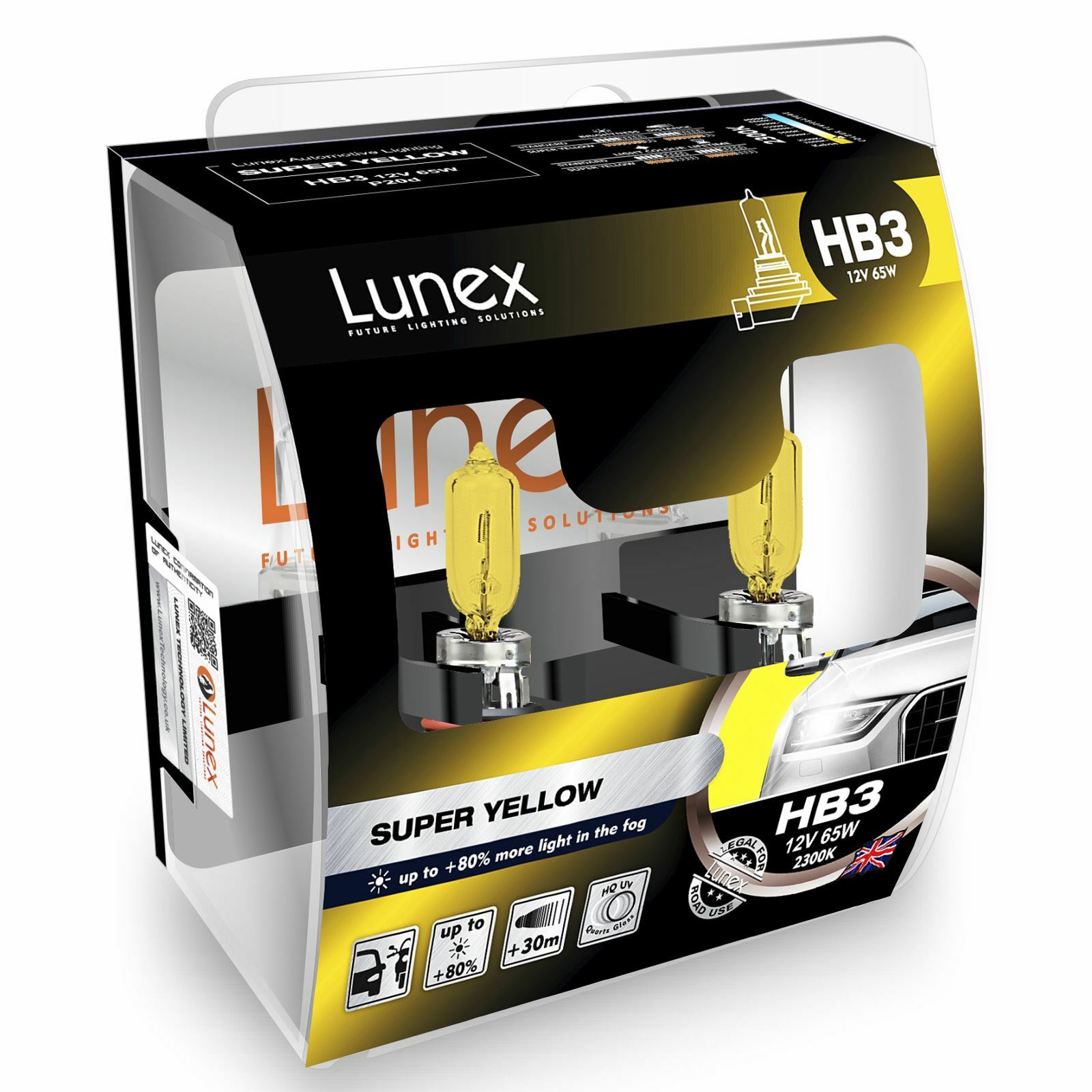 Lunex Super Yellow HB3 (9005) Headlight Bulb 2300K Twin Pack