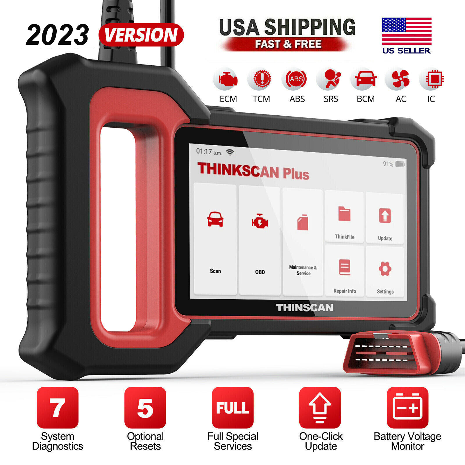 Thinkscan Plus S7 OBD2 Scanner Code Reader ABS SAS SRS ECM BCM System Diagnostic