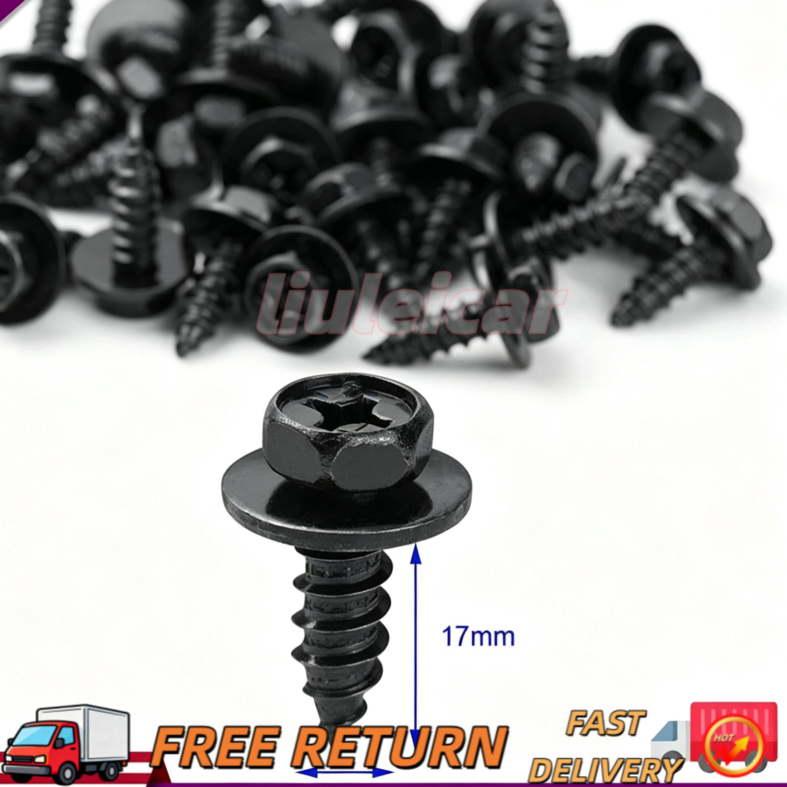 30x Hex Flange Washer Screw for Toyota w/Washer Black Cover Clip 90159-60498