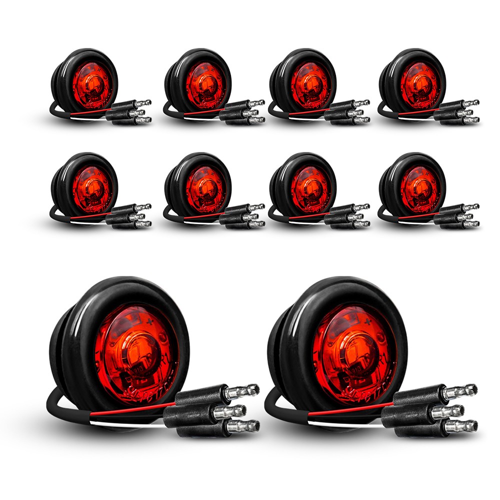 Red 10X 3/4″ Round LED Waterproof IP67 Side Marker Clearance Indicator Light 12V