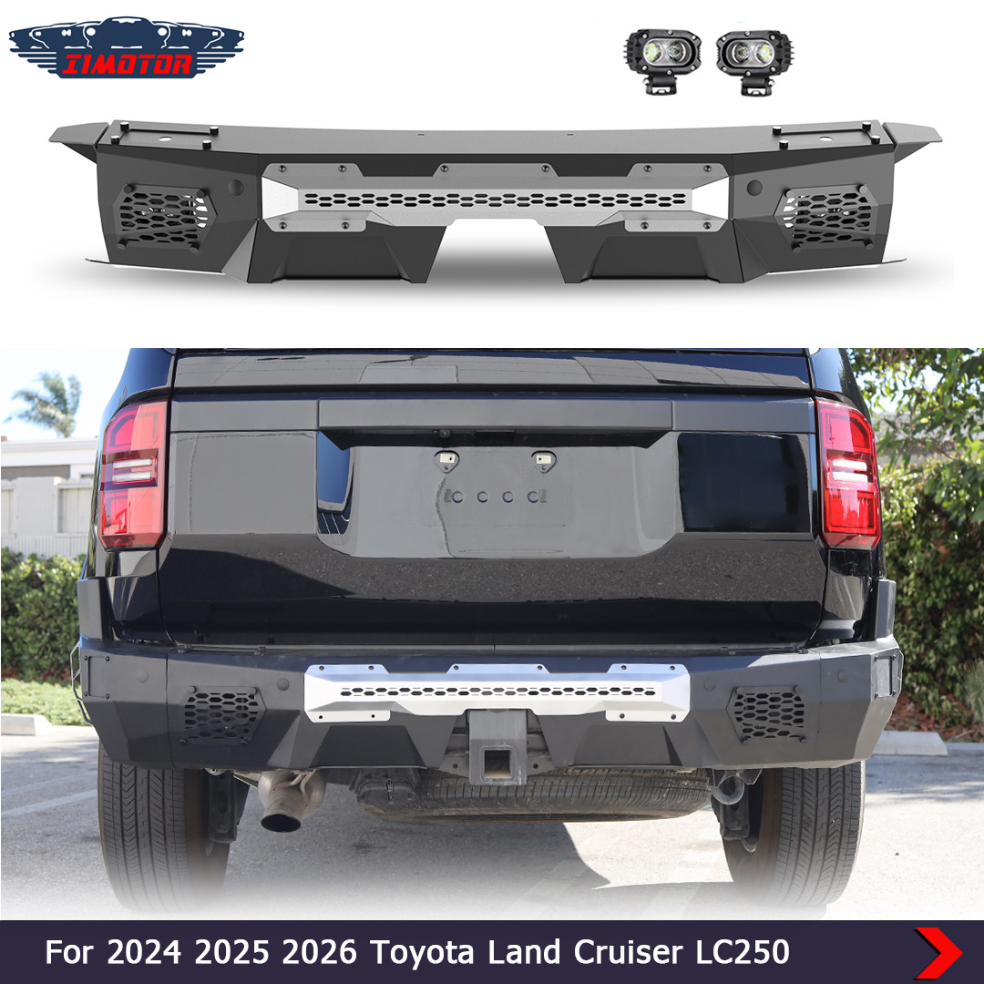 Black Steel For 2024 2025 2026 Toyota Land Cruiser Rear Bumper Powder Coated