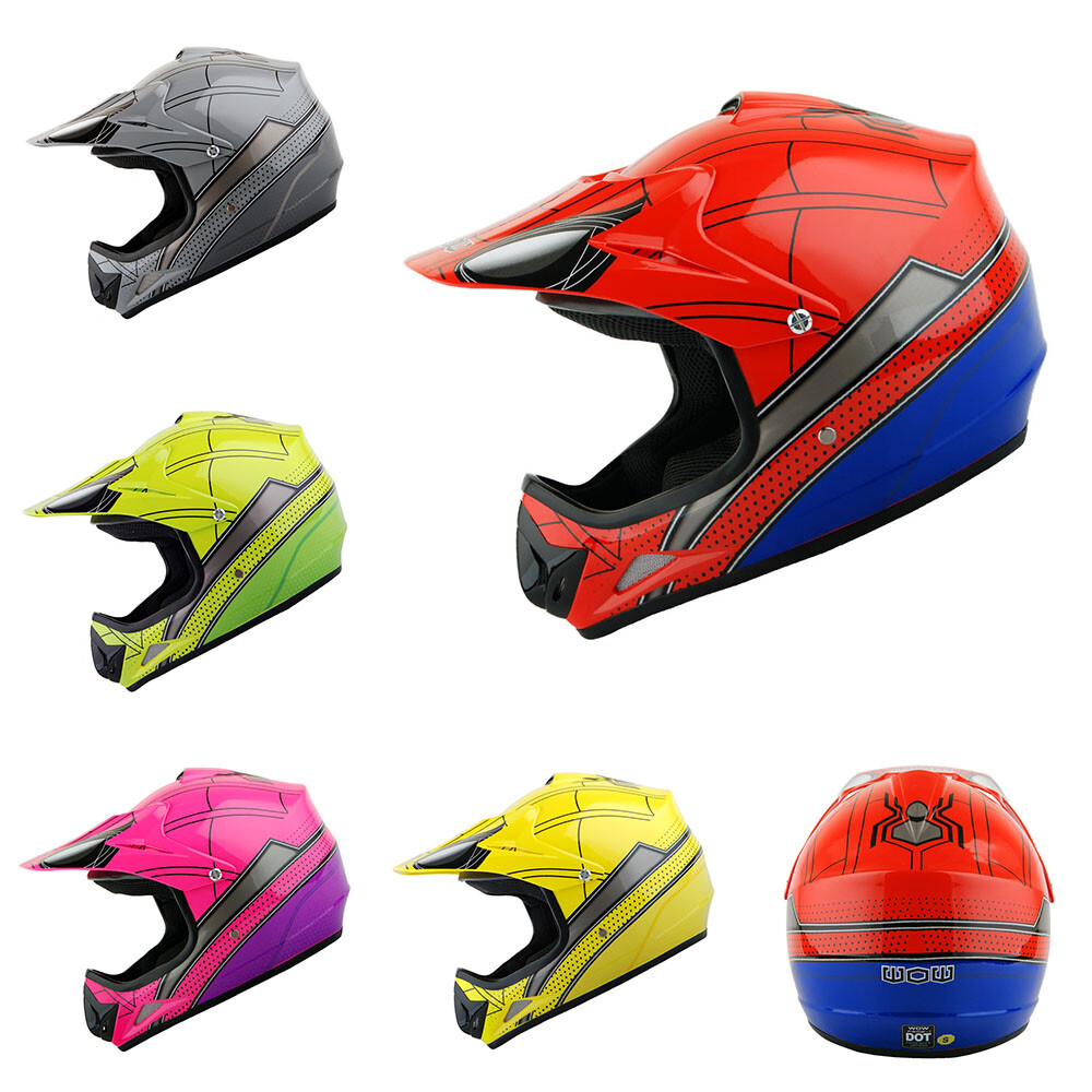 BMX MX Bike Kids Youth Motocross Helmet Spider Black Blue Green Orange Red PINK