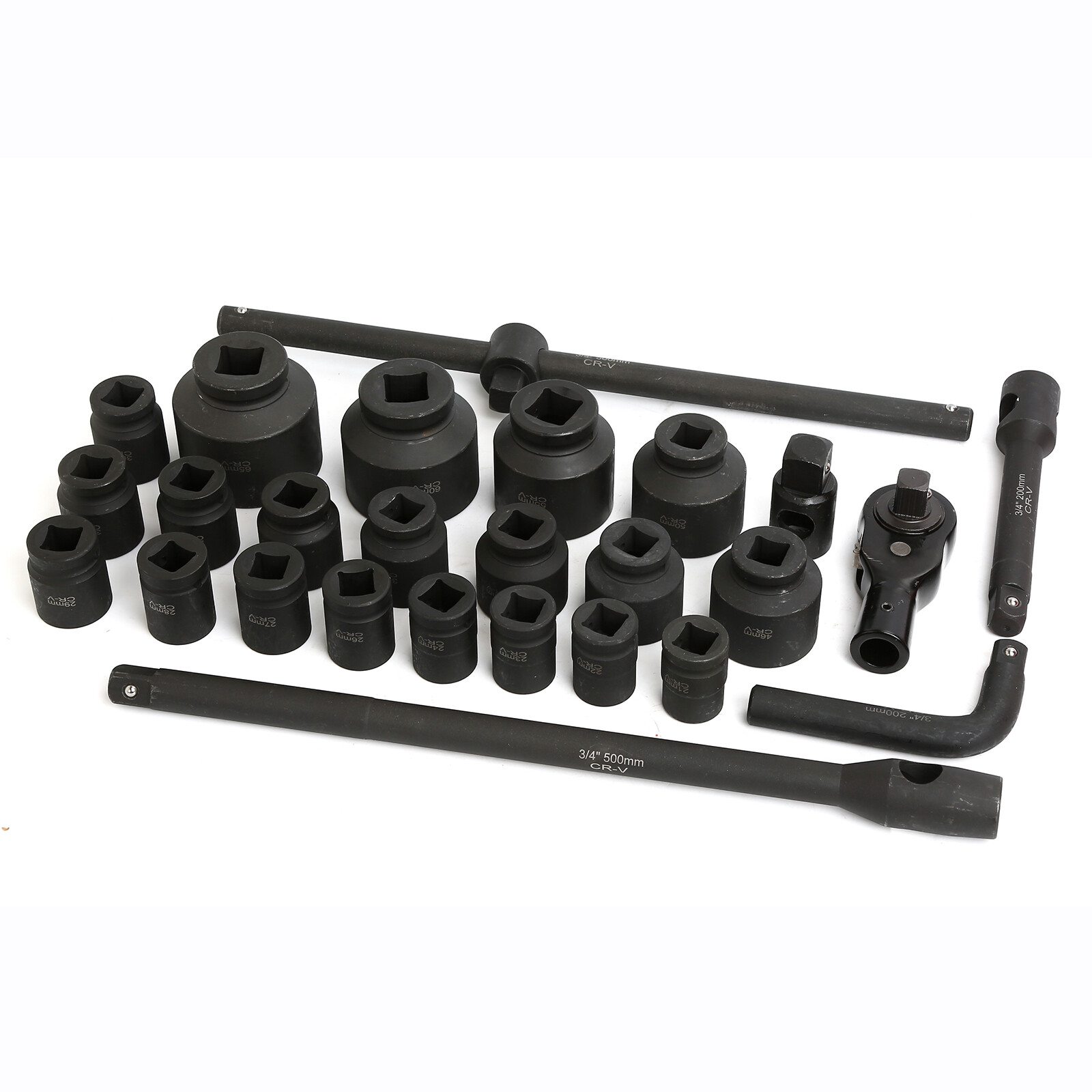 27pc 3/4″ Drive Impact Socket Sets Shallow Socket Assortment Metric 21mm to 65mm