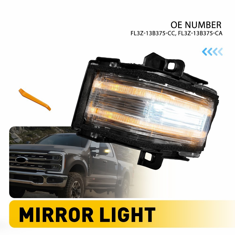 ABS+PC Clear LED Mirror Turn Signal For 2015-2024 Ford F-150 F-250 F-350 F-450