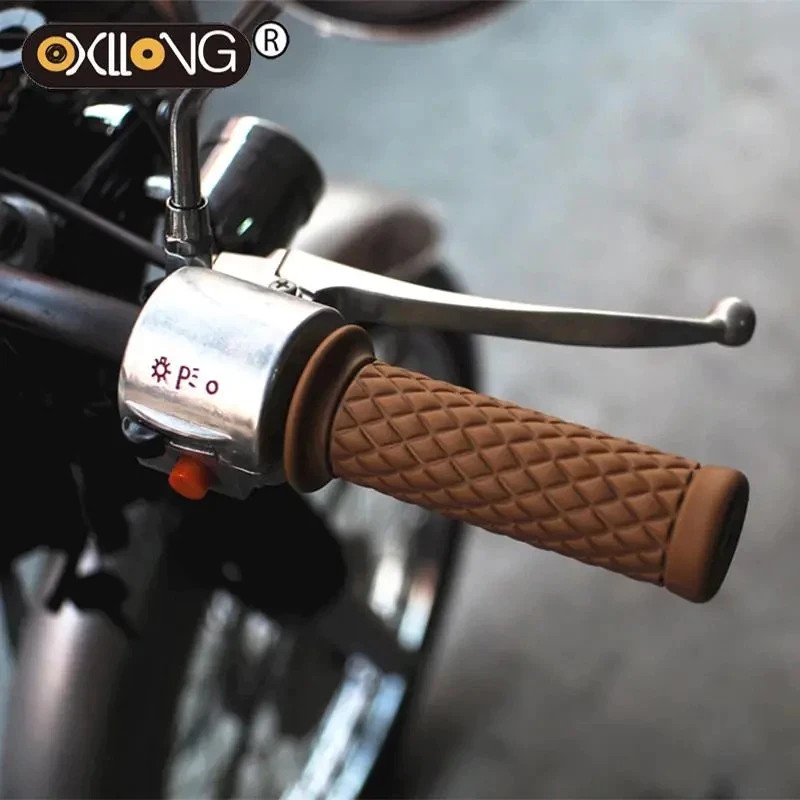 Retro Rubber Handle Universal Motorcycle Motorbike Grip Cover 7/8″ 22mm