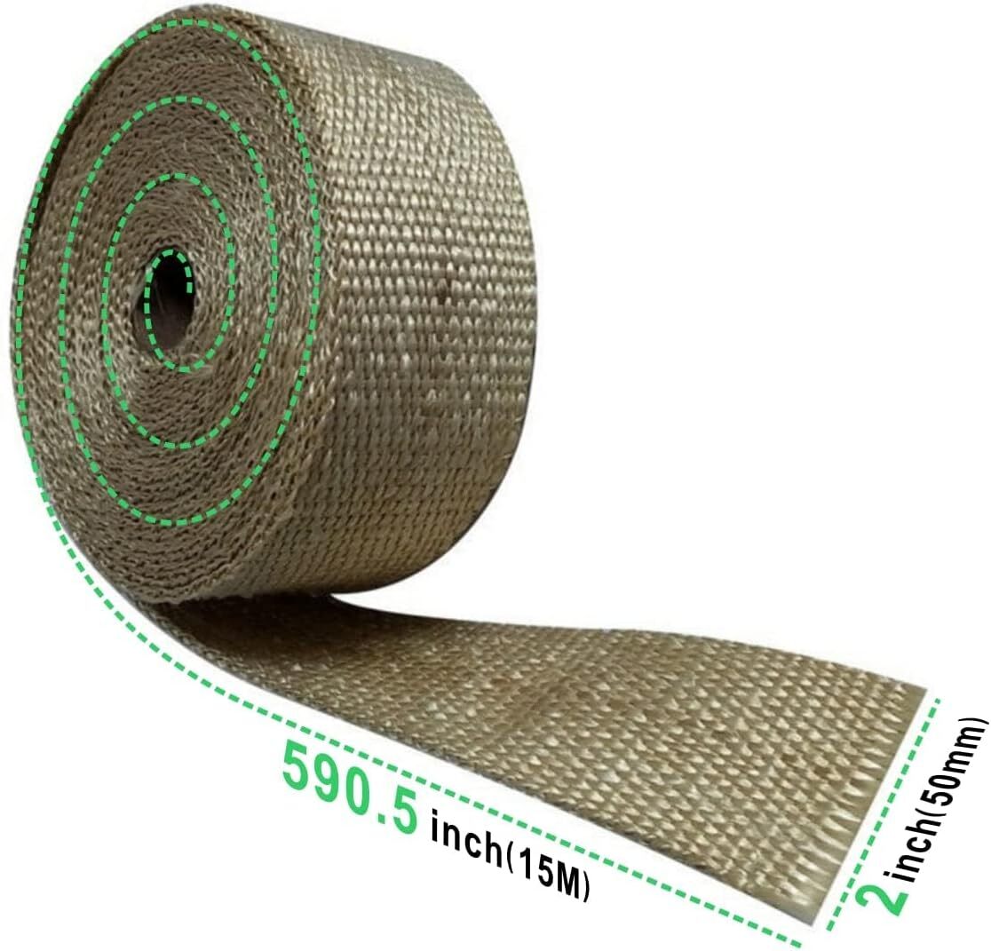 Titanium 2″ 50FT Exhaust Header Heat Wrap Trap Motorcycle Fiberglass +6 Ties