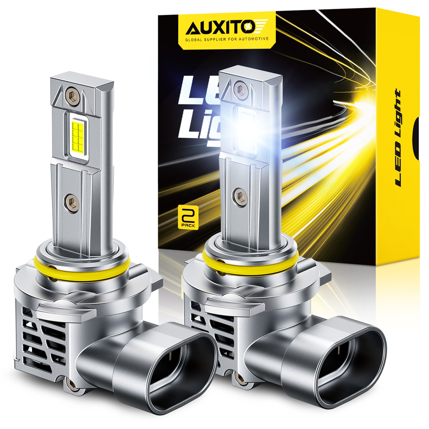 AUXITO Combo 2 9005 HB3 LED Headlight Bulbs High Low Beam Super White 600000LM