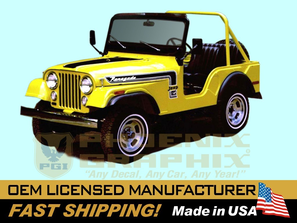 1974 AMC Jeep Renegade CJ5 Decals Stripes Graphics 2-Color Kit