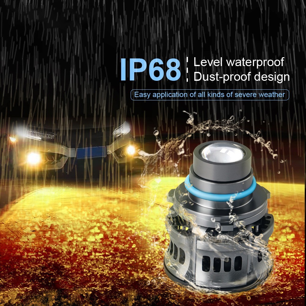 2X 9006 LED Headlight Bulb Laser Projector Len Fog Lamp Super White Light 6500K
