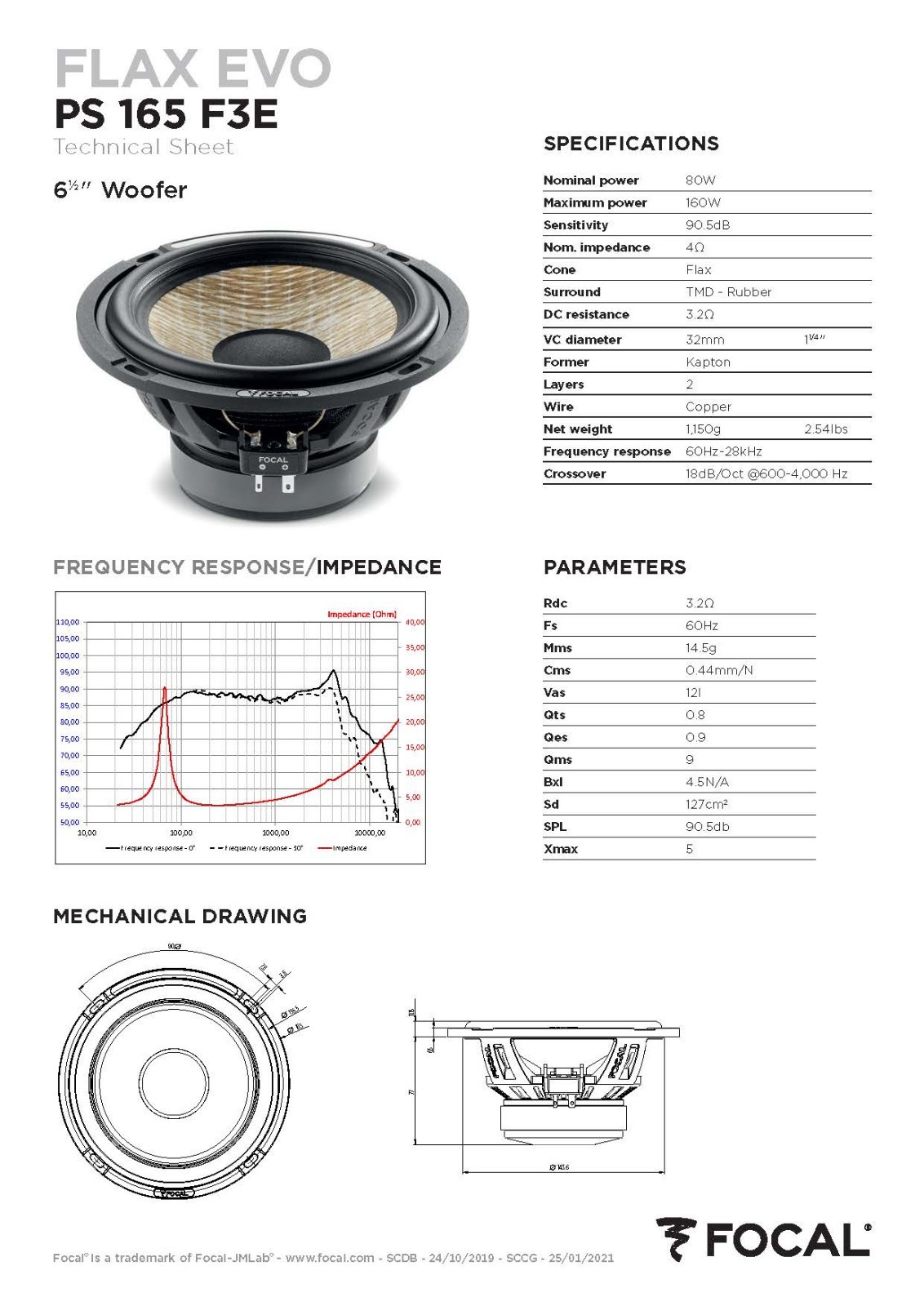Focal PS165F3E – 6.5″ (16,5 CM) 3-Way Component Speaker Set FLAX EVO Series
