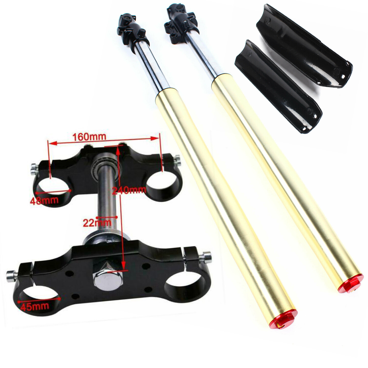 29″ 45/48mm Triple Tree Clamp Front Forks Shock For Dirt Pit Bike KLX110 SSR125