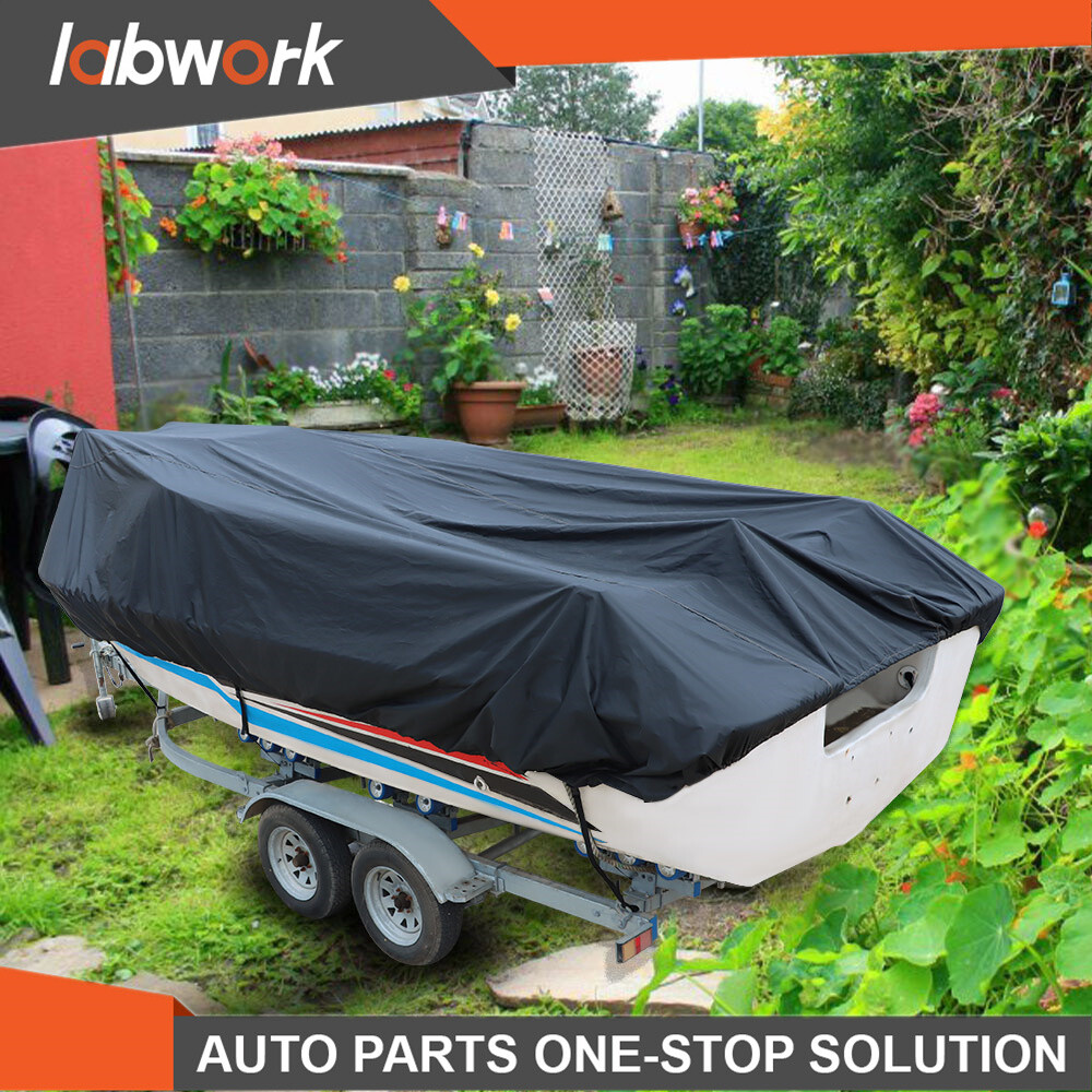 Labwork Boat Cover V-Hull Runabouts 11-13ft 420D Waterproof Heavy Duty Black