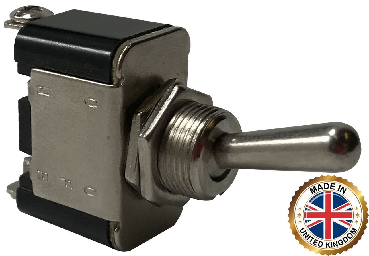 (2) Heavy Duty Momentary On – Off Metal Toggle Switch 25 Amps 12 Volt – UK Made