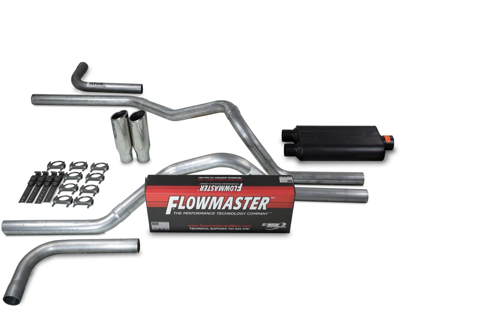 Chevy GMC 1500 99-06 2.5″ Dual Exhaust Kit Flowmaster 50 Series Clamp Tip Side