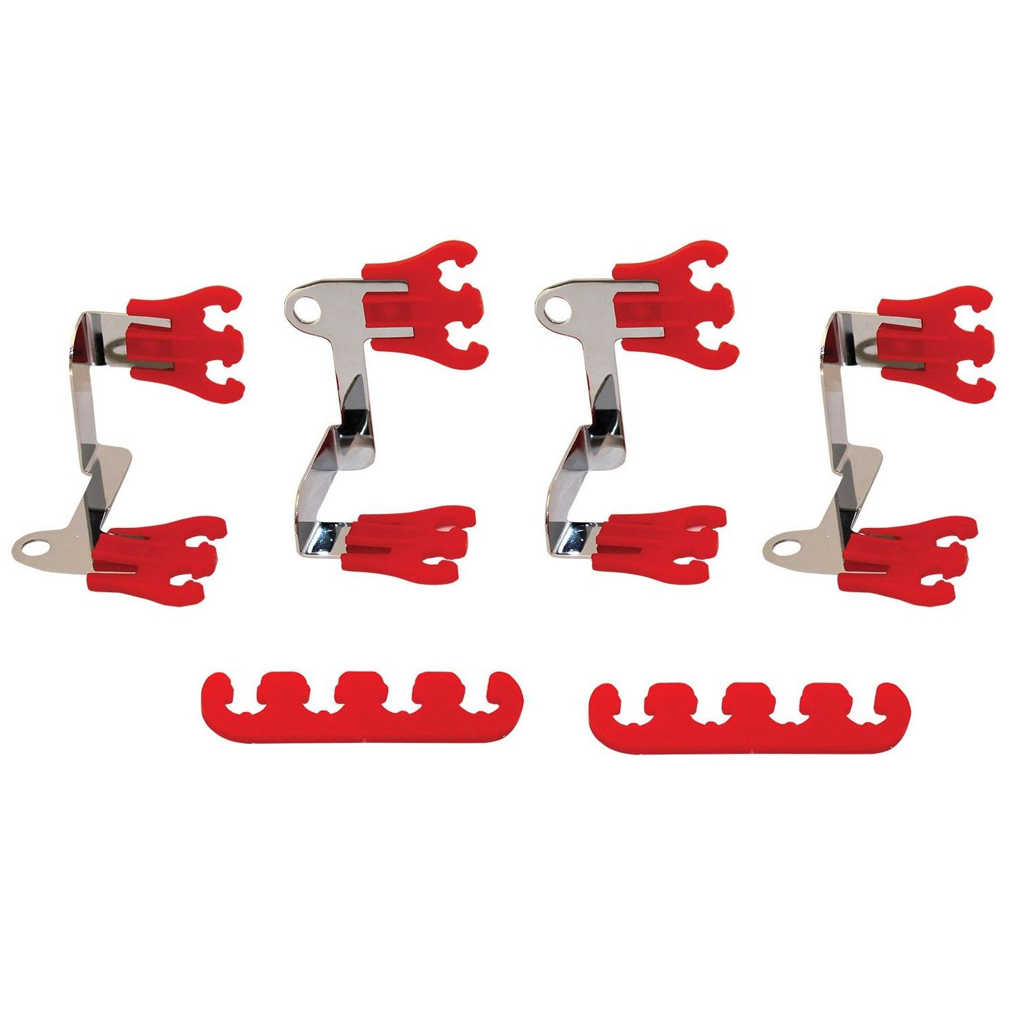 Red Chrome Universal Angled Style Spark Plug Wire Looms 7/8/9mm Separator