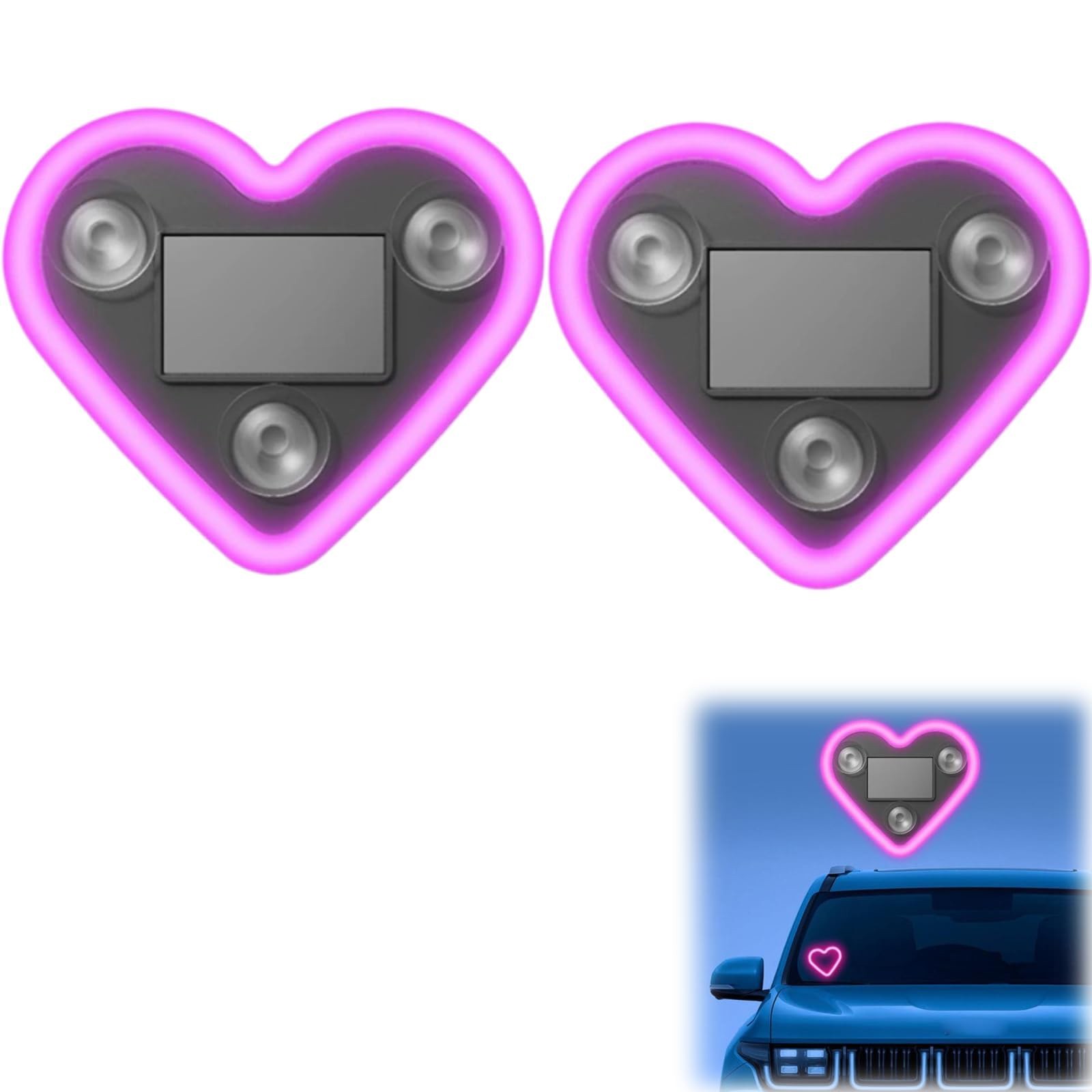 Car LED Ambient Light – Solar-Powered Heart-Shaped LED Neon Light ( 2 Pcs)