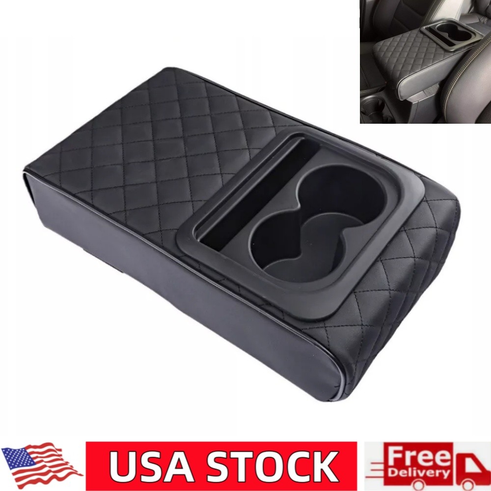 Car Armrest Cushion Multifunctional Armrest Cushion with Cup Holder Phone Holder