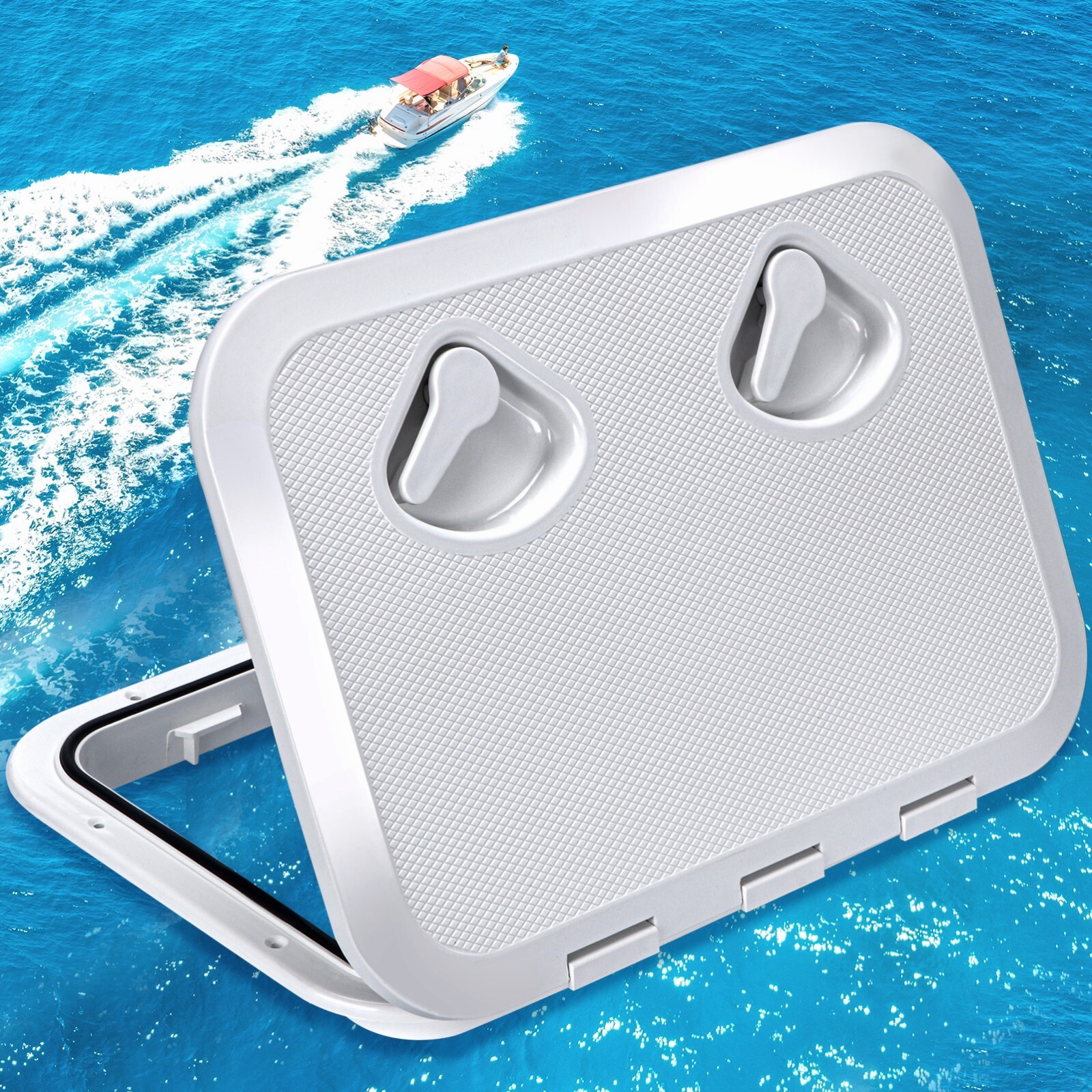 Marine Deck Access Hatch 17.3“×12.4″ White Rectangle Boat Hatch & Lid