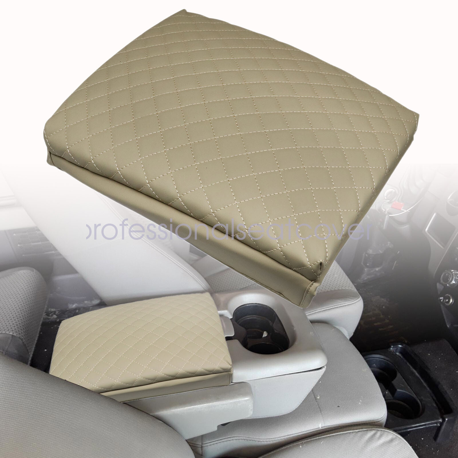 Fit For 2004-2008 Ford F150 Anti-Scratch Leather Beige Console Lid Armrest Cover