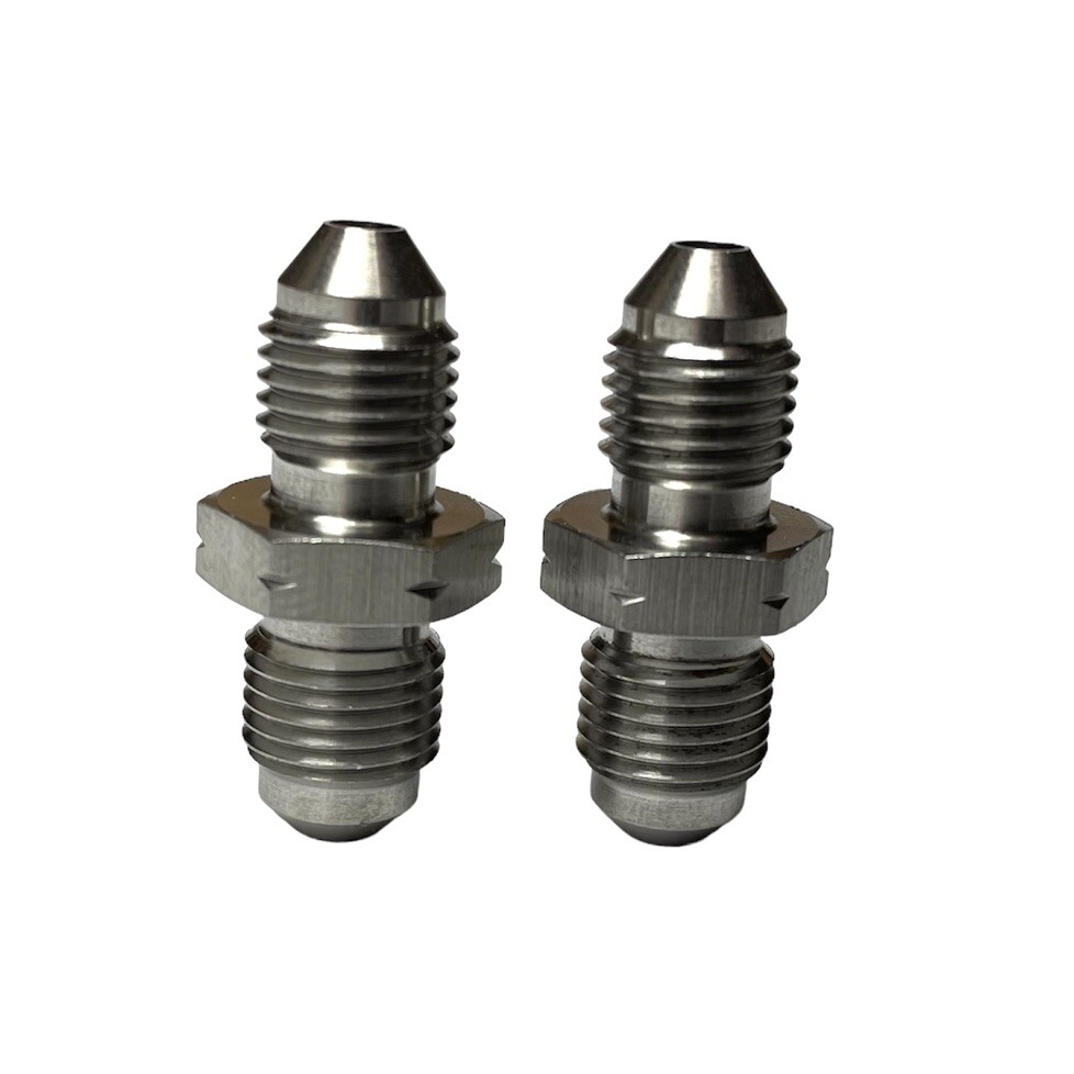 2 Pieces AN3 Male to M10x1.0 Male Stainless Steel Fitting Adapter with Concave