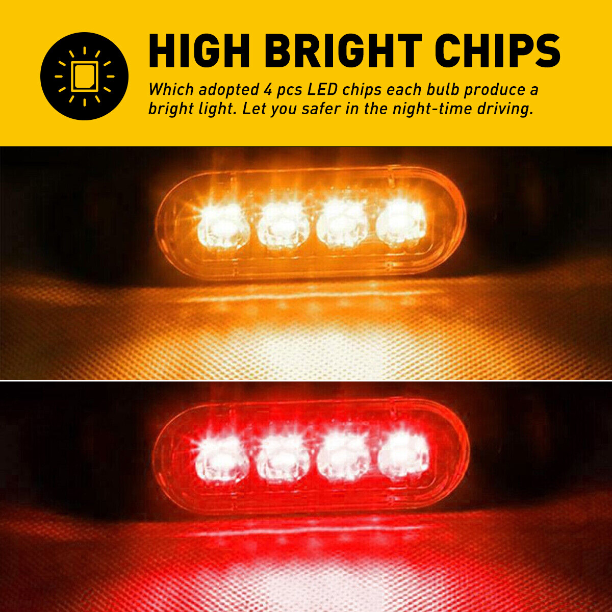 Amber Red White 4LED Side Marker Clearance Light Waterproof for Trailer Truck RV