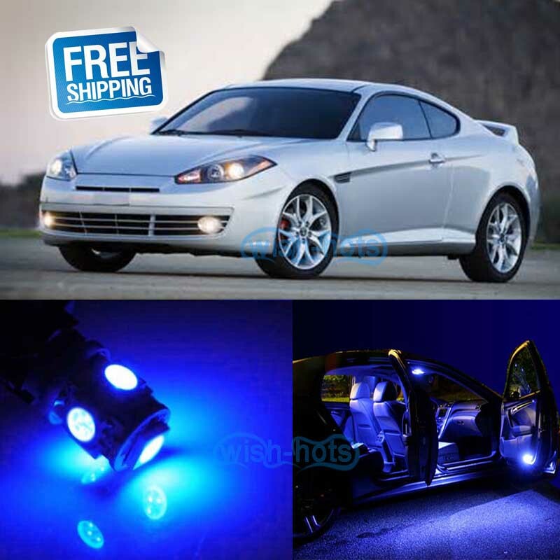 6Pcs Blue LED Lights Interior Package Kit For 2003-2008 Hyundai Tiburon