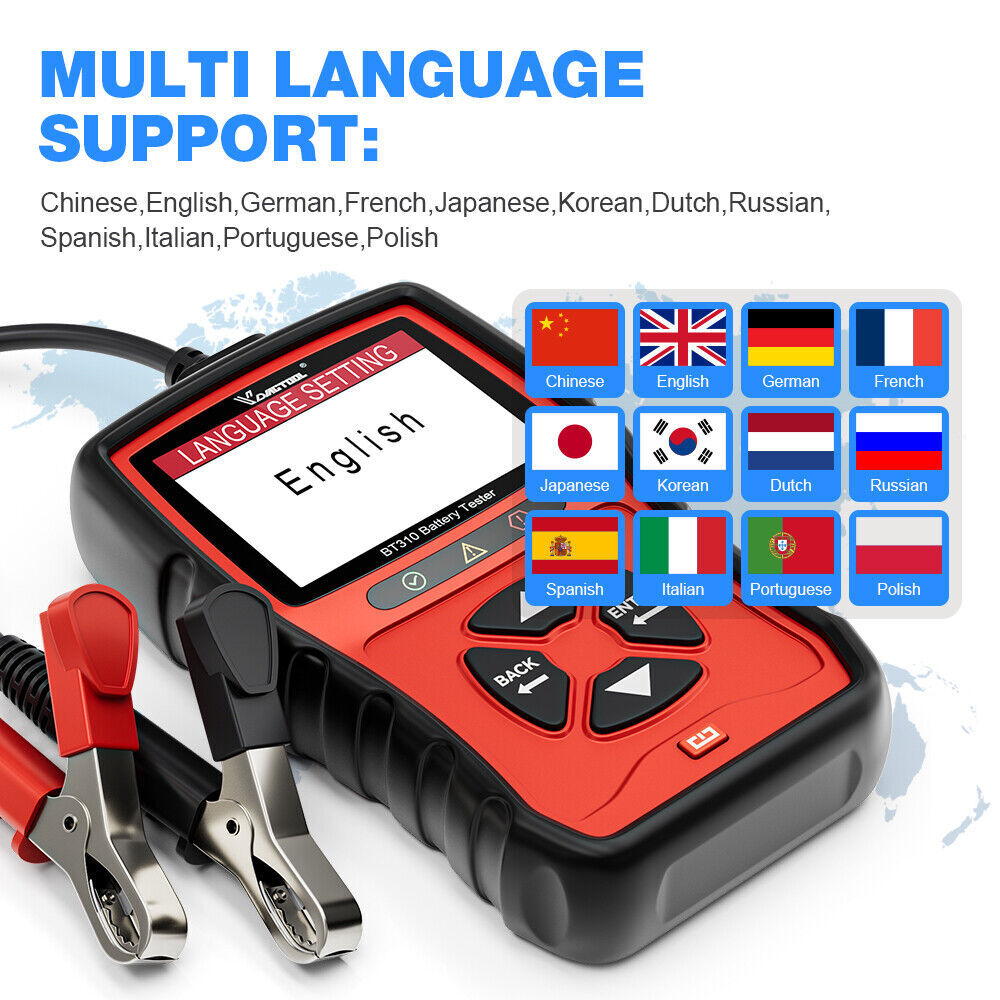 VDIAGTOOL BT310 CarBattery Load Tester 12V/24V 100-2000CCA Battery Analyzer Tool