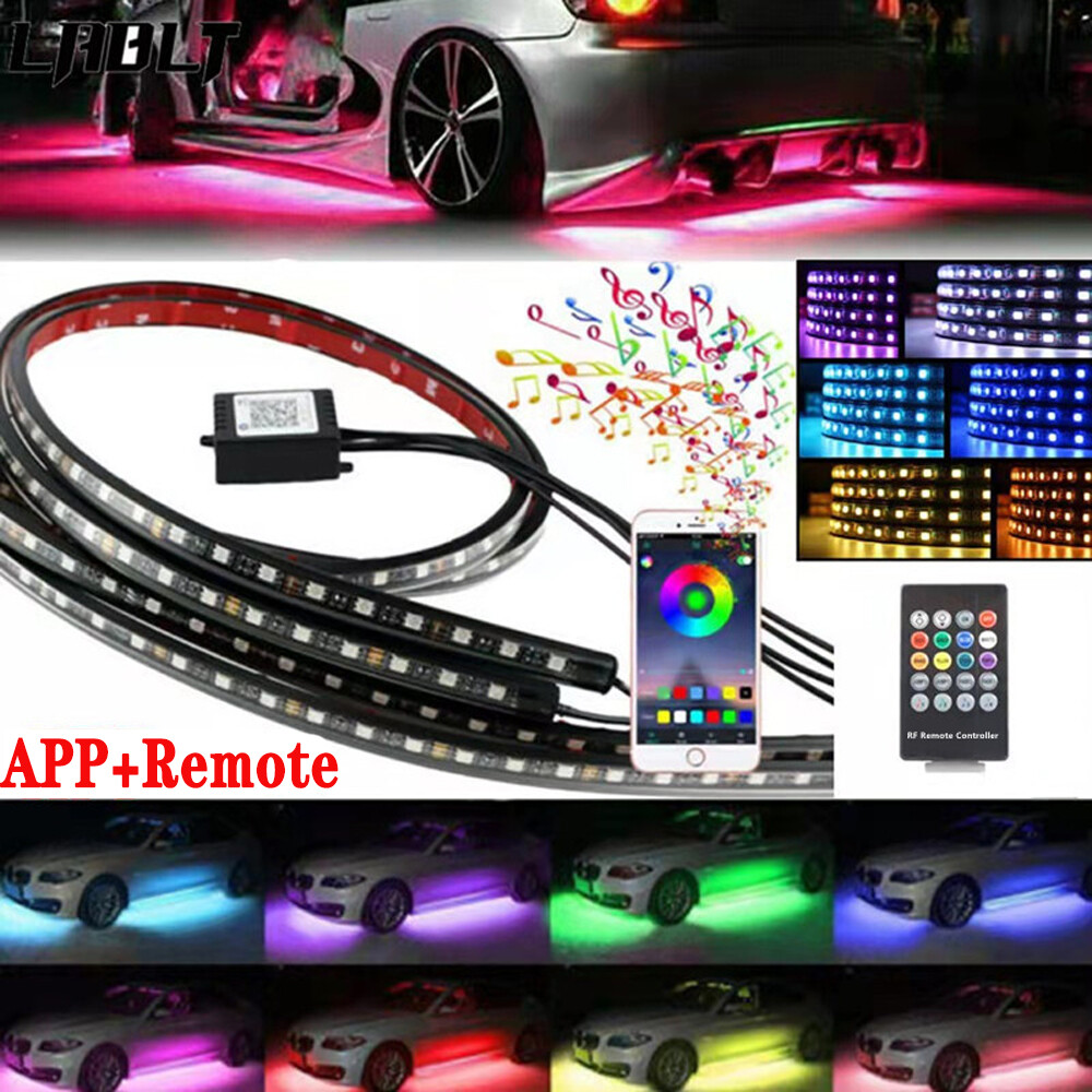 RGB LED Strip Under Car Tube Underglow Underbody System Neon Light Kit