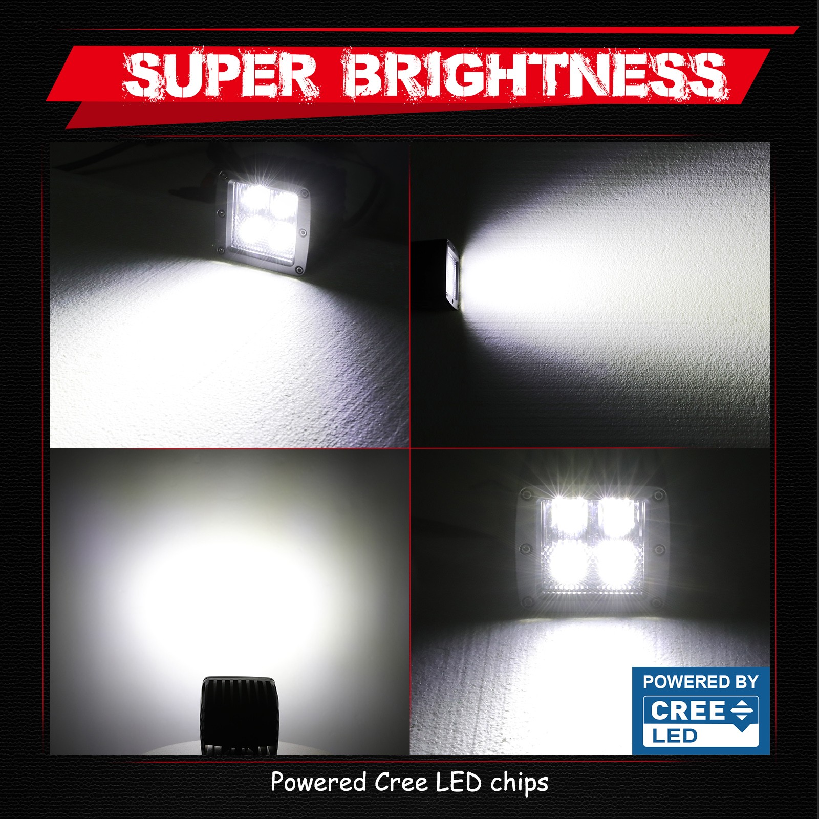 2X 3″ 100W Cree LED Cube Pods Work Light Bar Driving Combo OffRoad Truck ATV 4WD